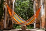 Three person hammock australia, cotton hammock australia, orange coloured hammock australia