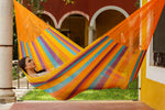 King sized cotton hammock in orange, three person hammock, extra large hammock australia