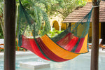 large outdoor hammock for many people, colourful hammock