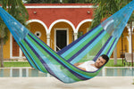 blue hammock, outdoor hammock, cotton hammock