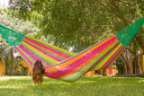 pink yellow green hammock, outdoor cotton hammock