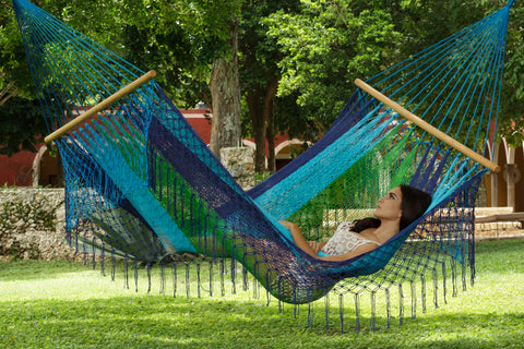 Blue and green king sized hammock